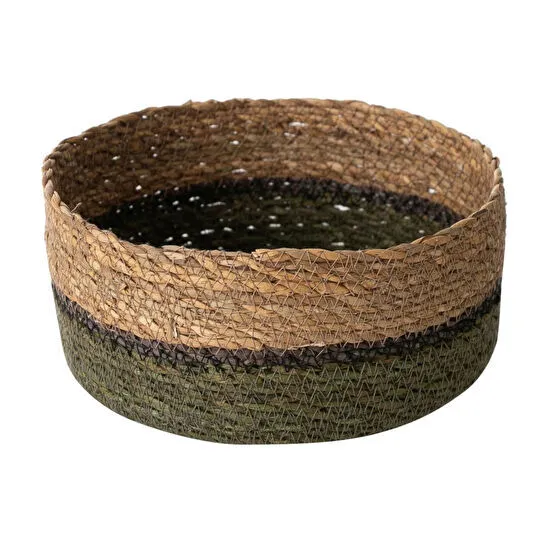 Mudo Home Yeşi̇l Natürel Yuvarlak Düz Sepet M 21 Cm