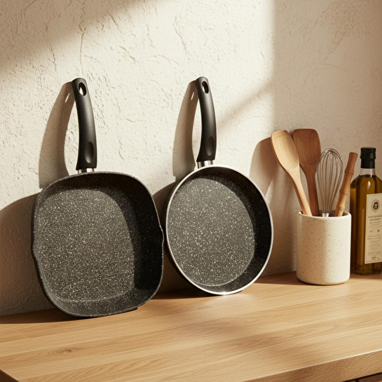 Bernardo Carolin 2 Parça Grill Tava Seti Siyah ( 26 Cm -28 Cm)