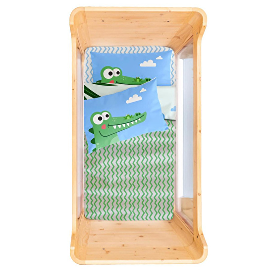 Itsy Bitsy Kids Croc-a-dream Çift Taraflı Pamuk Saten Çok Renkli Bebek Nevresim Seti 100x150cm