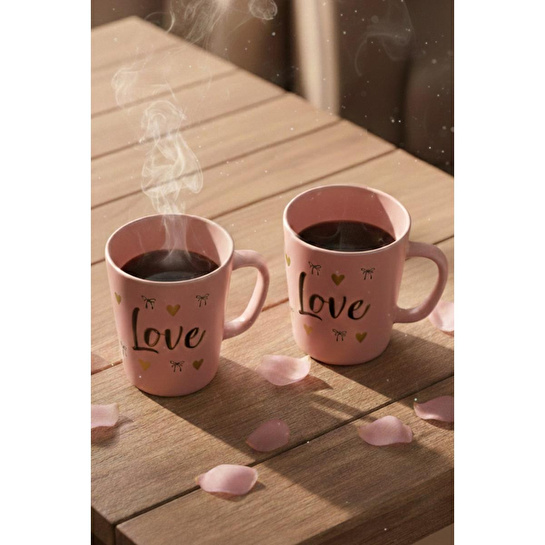 Rakle Love 2'li Kupa Seti Pembe 380 Cc