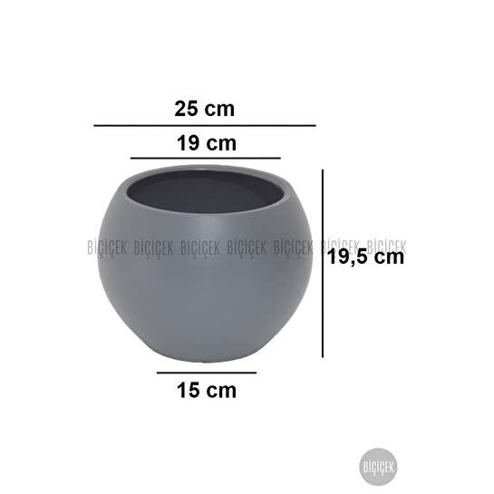 Biçiçek Plastik Küre Saksı 25 Cm Çap Gri
