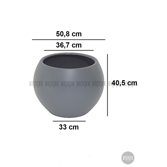 Biçiçek Plastik Küre Saksı 51 Cm Çap Gri