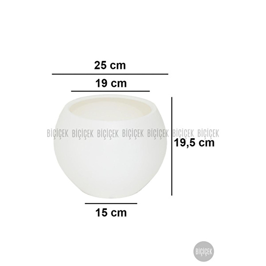 Biçiçek Plastik Küre Saksı 25 Cm Çap Beyaz