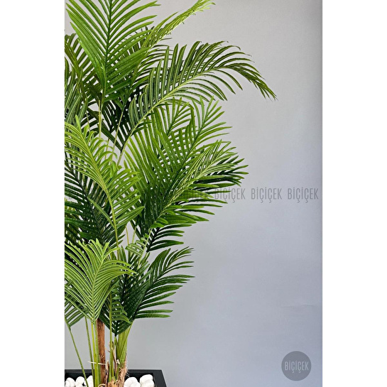 Biçiçek Yapay Areka Palmiyesi 220 Cm Lux Dış Mekan Saksıda Siyah-gümüş