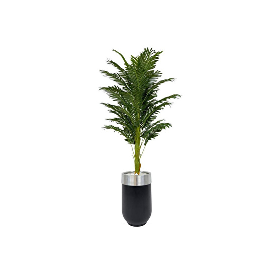 Biçiçek Areka Palmiyesi 170cm Metal Siyah Gümüş Darbuka Saksıda