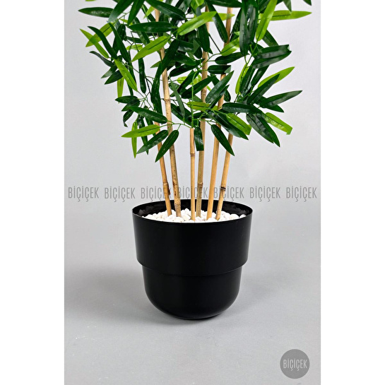 Biçiçek Yapay Bambu Ağacı 6 Dallı 150 Cm Yoğun Yapraklı Siyah