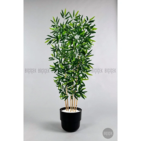 Biçiçek Yapay Bambu Ağacı 6 Dallı 150 Cm Yoğun Yapraklı Siyah