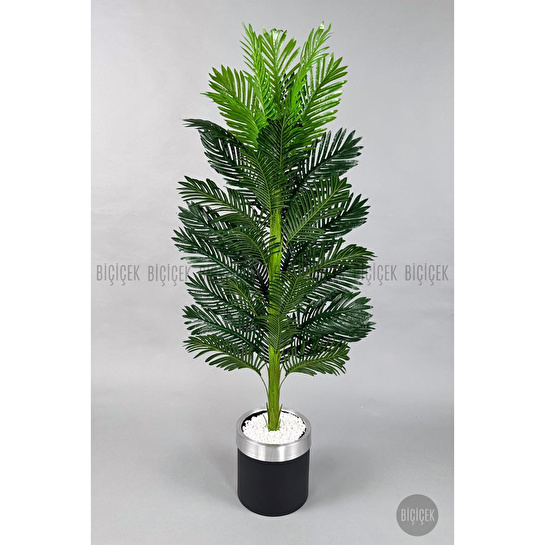 Biçiçek Areka Palmiyesi 150cm Metal Siyah Gümüş Saksıda