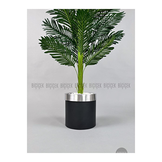 Biçiçek Areka Palmiyesi 150cm Metal Siyah Gümüş Saksıda