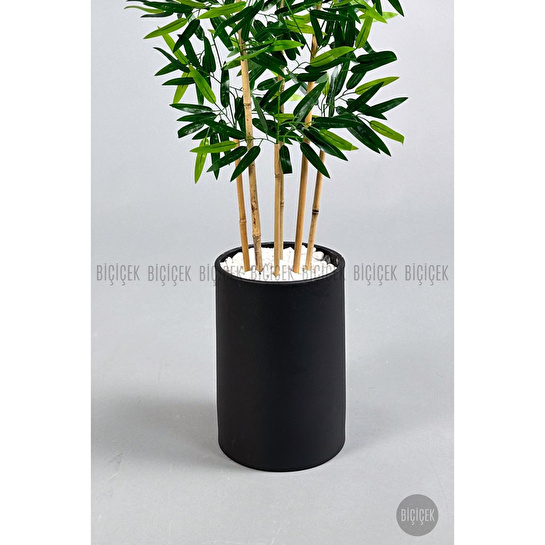 Biçiçek Yapay Bambu Ağacı 6 Dallı 150 Cm Yoğun Yapraklı Metalsaksı