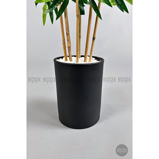 Biçiçek Yapay Bambu Ağacı 6 Dallı 150 Cm Yoğun Yapraklı Metalsaksı