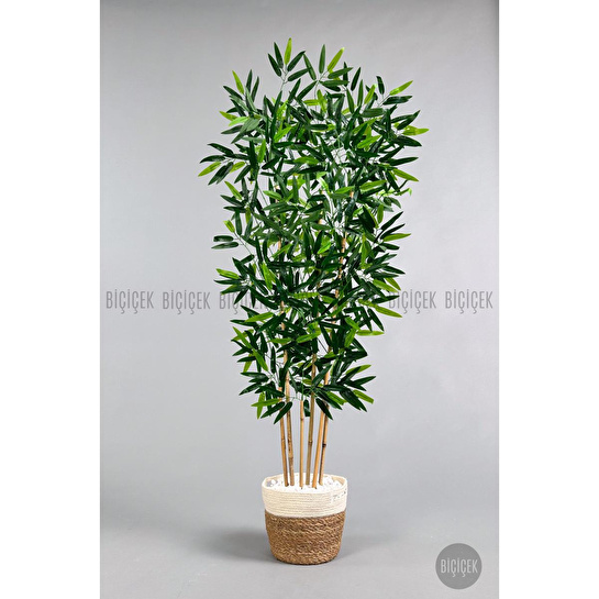 Biçiçek Yapay Bambu Ağacı 6 Dallı 150 Cm Yoğun Yapraklı Hasır2