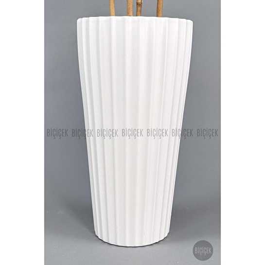 Biçiçek Yapay Bambu Ve Benjamin 4 Dal Yoğun Yapraklı 180 Cm Beyazbambu