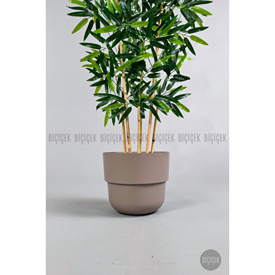 Biçiçek Yapay Bambu Ağacı 6 Dallı 150 Cm Yoğun Yapraklı Kahverengi