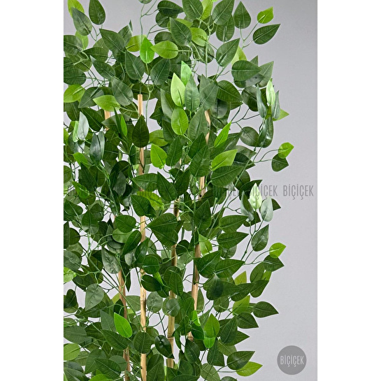 Biçiçek Yapay Benjamin Ağacı 140cm Krem Gold Metal Saksıda