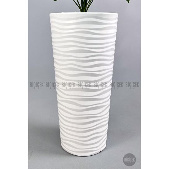 Biçiçek Yapay Çiçek Salon Bitkisi Monstera Deve Tabanı Beyaz Renk Kumsal Saksıda