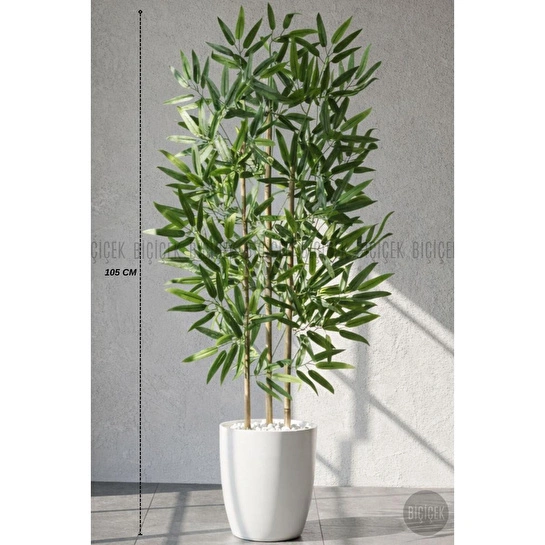 Biçiçek 110 Cm Bambu Ağacı Yakut Saksıda Bej