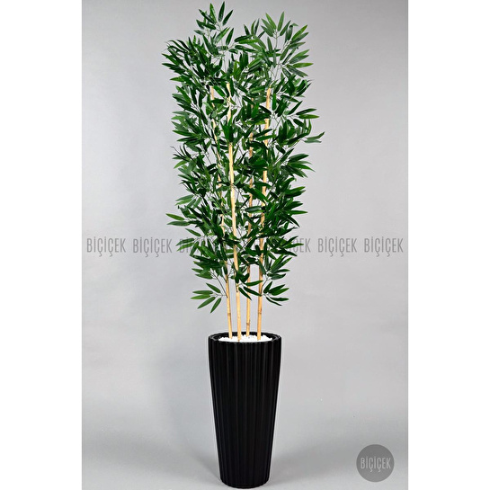 Biçiçek Yapay Bambu Ve Benjamin 4 Dal Yoğun Yapraklı 180 Cm Siyahbambu