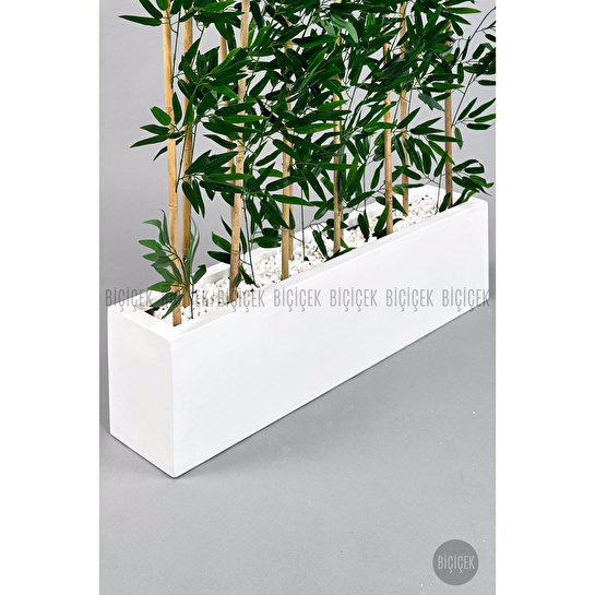 Biçiçek Bambu Separator 170 Cm 10 Dallı Yoğun Yapraklı Beyaz