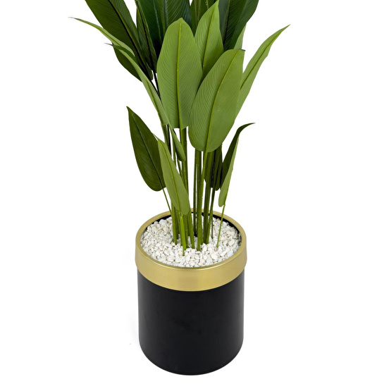 Biçiçek Starliçe 220cm Metal Siyah Gold Saksıda