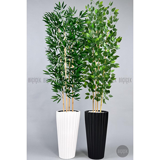 Biçiçek Yapay Bambu Ve Benjamin 4 Dal Yoğun Yapraklı 180 Cm Bambuvebenjamin