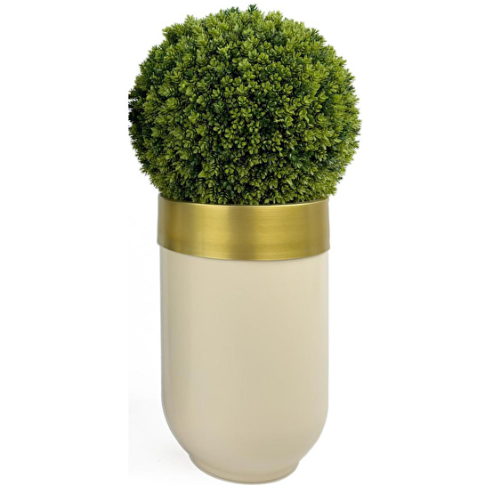 Biçiçek Ikili Şimşir Ağacı 90cm Siyah Ve Krem Darbuka Saksıda