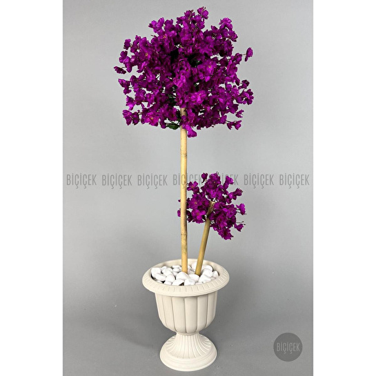 Biçiçek Yapay Ağaç Doğal Bambu Gövdeli Japon Ağacı Mor Bahar Dalı Ağacı 125cm