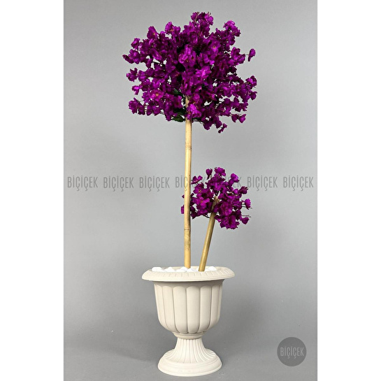 Biçiçek Yapay Ağaç Doğal Bambu Gövdeli Japon Ağacı Mor Bahar Dalı Ağacı 125cm