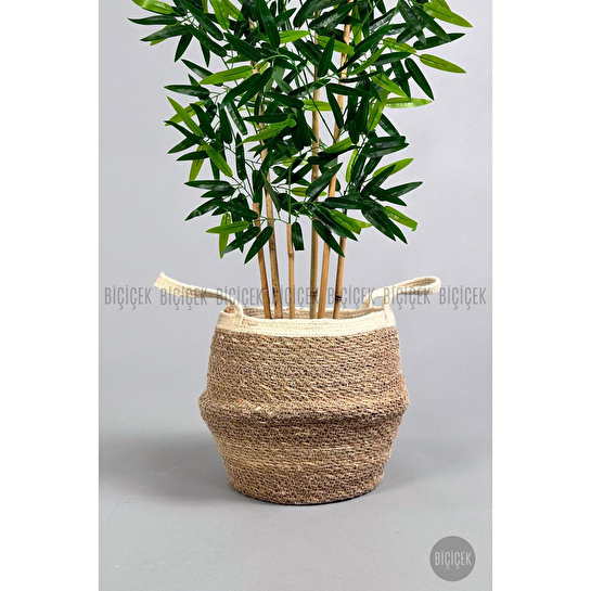 Biçiçek Yapay Bambu Ağacı 6 Dallı 150 Cm Yoğun Yapraklı Hasır3