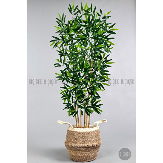 Biçiçek Yapay Bambu Ağacı 6 Dallı 150 Cm Yoğun Yapraklı Hasır3