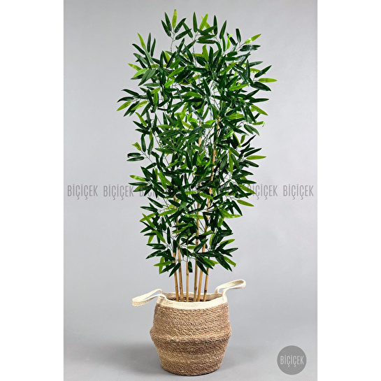 Biçiçek Yapay Bambu Ağacı 6 Dallı 150 Cm Yoğun Yapraklı Hasır3