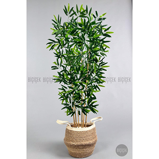Biçiçek Yapay Bambu Ağacı 6 Dallı 150 Cm Yoğun Yapraklı Hasır3