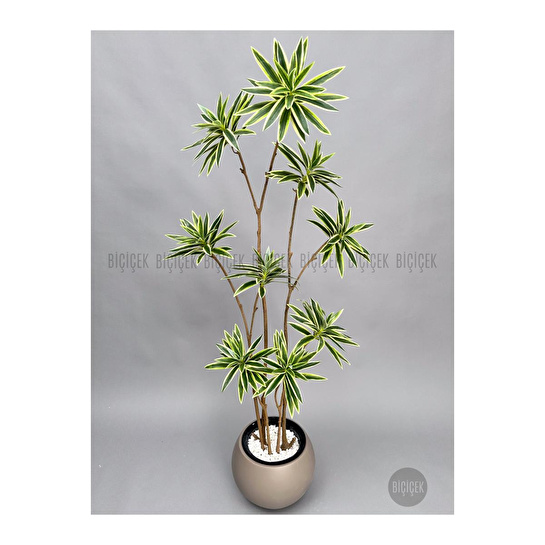 Biçiçek 160 Cm Dragon Bitkisi Yapay Dracaena Küre Saksıda Kahverengi1