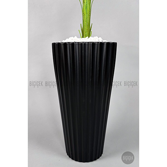 Biçiçek Yapay Areka Ağacı Büyük Boy Palmiye Ağacı Dekoratif Kumsal Antrasit Renk Saksıda