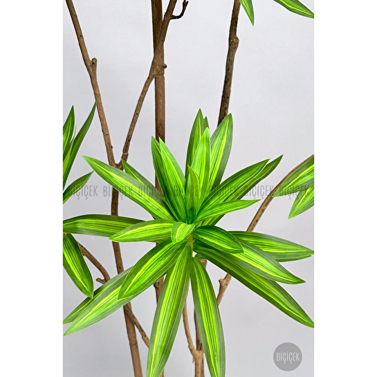 Biçiçek 160 Cm Dragon Bitkisi Yapay Dracaena Küre Saksıda Kahverengi