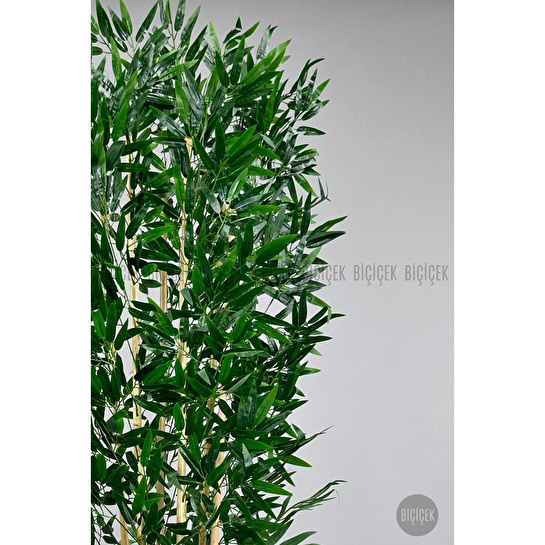 Biçiçek Yapay Bambu Ağacı 170cm Krem Metal Saksıda Gold