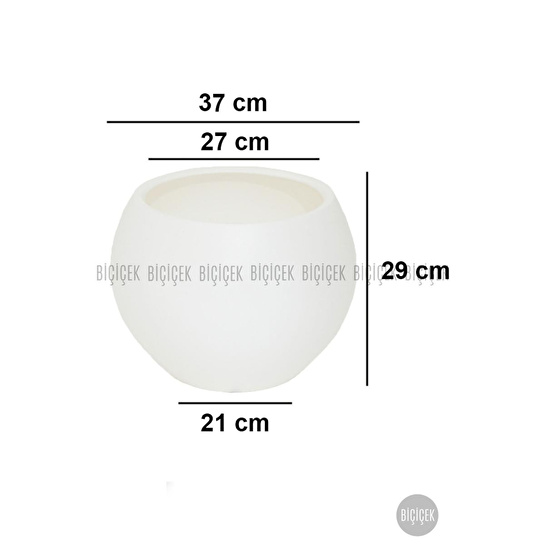 Biçiçek Plastik Küre Saksı 37 Cm Çap Beyaz