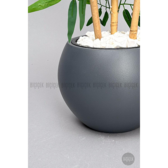 Biçiçek 125cm Yapay Bambu Ağaci Küre Saksida Gri