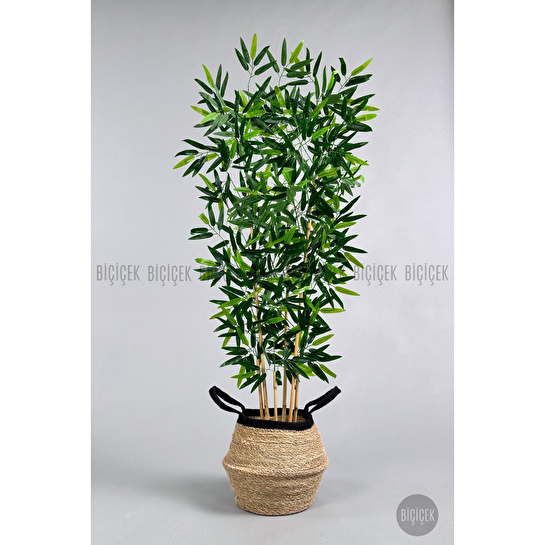 Biçiçek Yapay Bambu Ağacı 6 Dallı 150 Cm Yoğun Yapraklı Hasır4