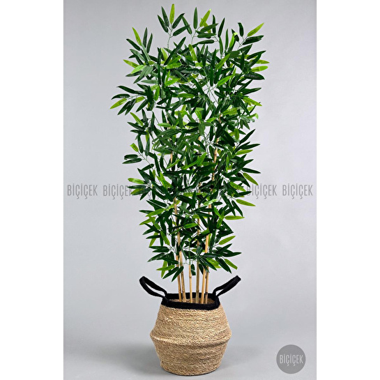 Biçiçek Yapay Bambu Ağacı 6 Dallı 150 Cm Yoğun Yapraklı Hasır4