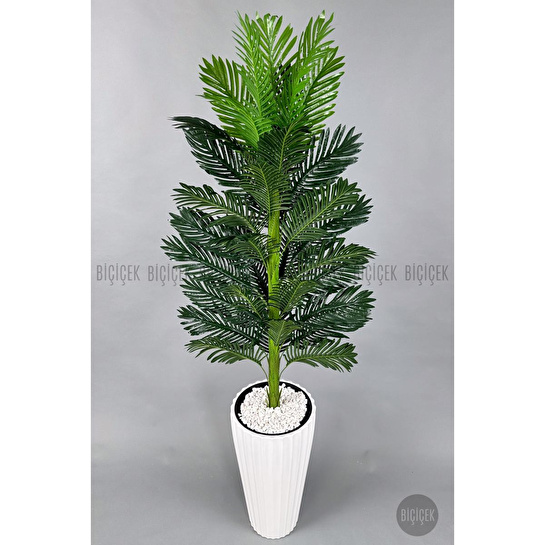 Biçiçek Yapay Areka Ağacı Büyük Boy Palmiye Ağacı Dekoratif Kumsal Beyaz Renk Saksıda