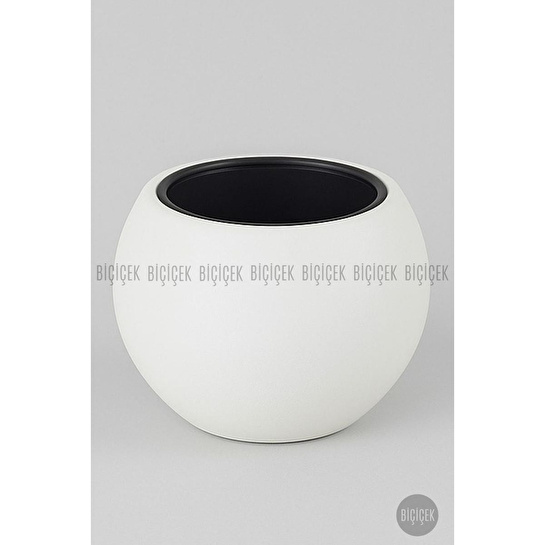 Biçiçek Plastik Küre Saksı 51 Cm Çap Beyaz