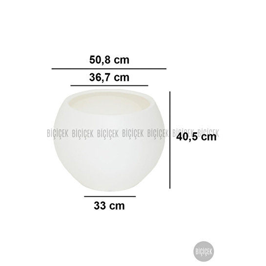 Biçiçek Plastik Küre Saksı 51 Cm Çap Beyaz