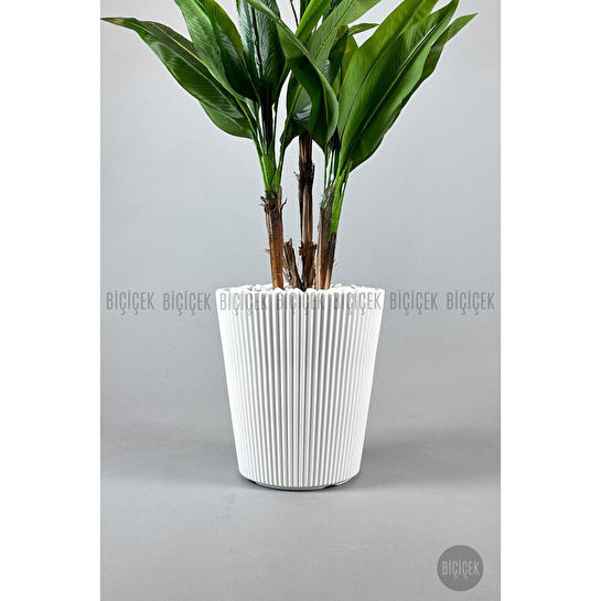 Biçiçek Luna Saksı 37 Cm Ve İç Kova Dahil Beyaz