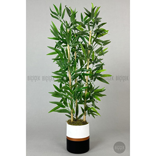 Biçiçek Yapay Bambu Ağacı 100cm Lux Saksı Siyah-bronz