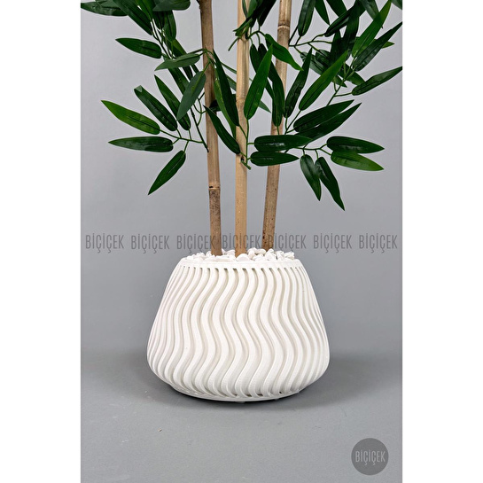 Biçiçek Yapay Bambu Ağacı 160cm Yoğun Yapraklı Büyük Saksıda