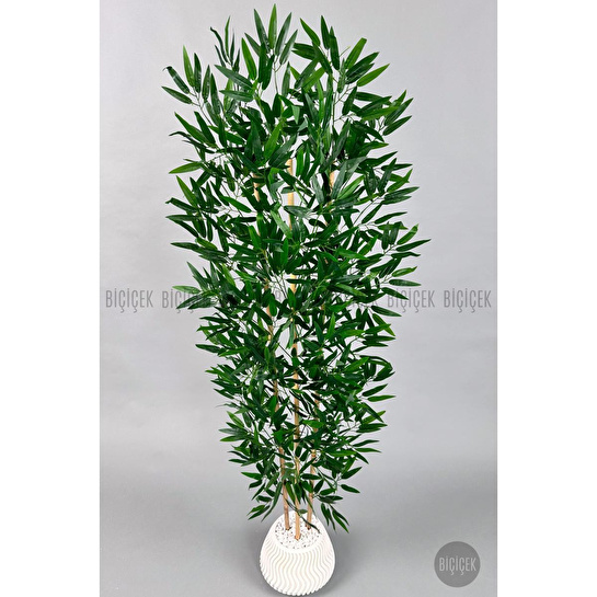Biçiçek Yapay Bambu Ağacı 160cm Yoğun Yapraklı Büyük Saksıda