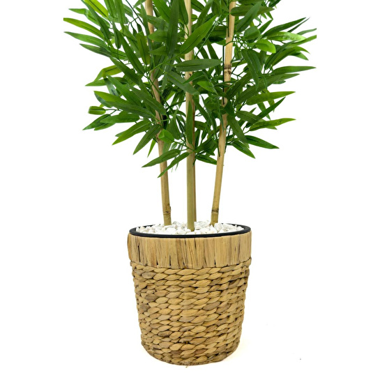 Biçiçek Yapay Bambu Ağacı 140cm Hasır Saksıda Yeşil