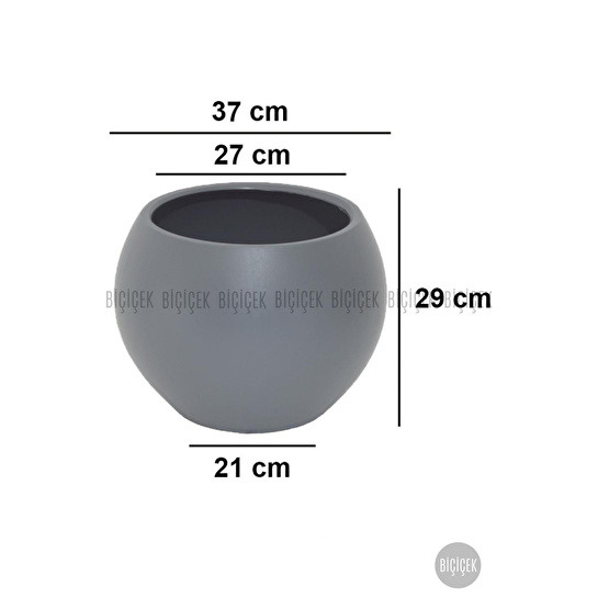 Biçiçek Plastik Küre Saksı 37 Cm Çap Gri