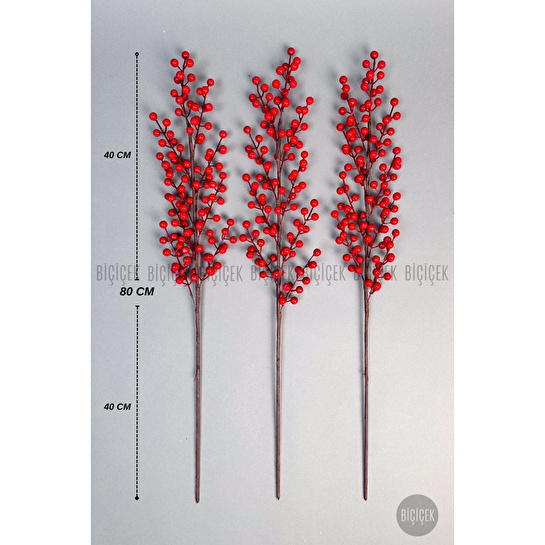 Biçiçek Koki̇na 80 Cm 108 Meyveli̇ Yilbaşi Bi̇tki̇si̇ Tek Dal